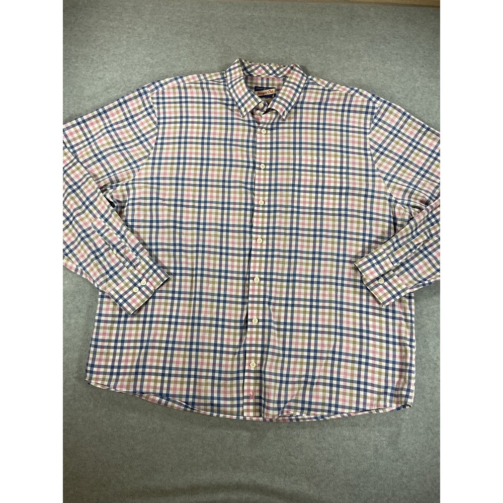 Johnnie-O Hangin Out Mens XXL Plaid Button Down Shirt Blue Pink Long Sleeve 2511